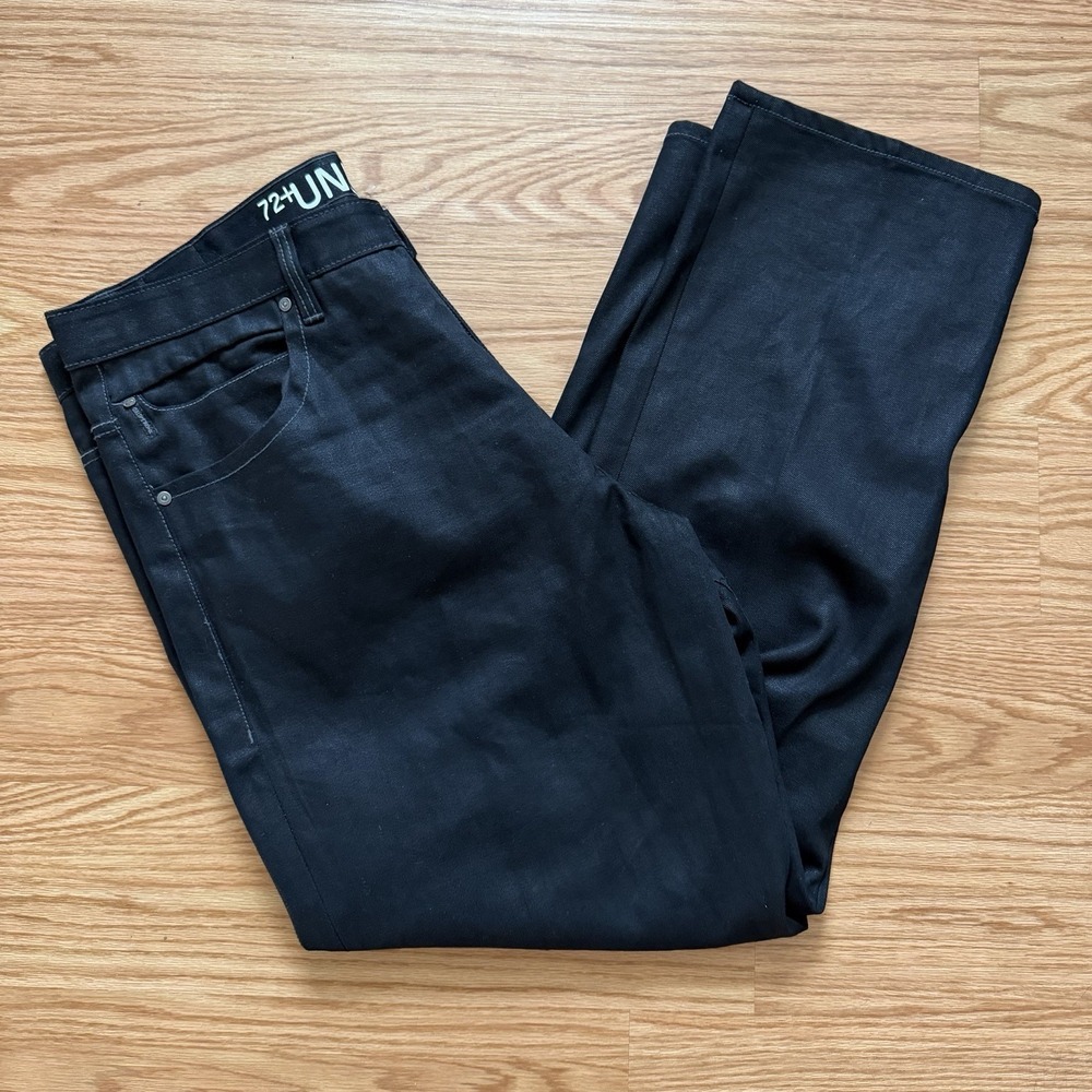 Ecko Unltd Jeans 44x35 Black Relaxed Y2K Hip Hop Baggy Logo Denim - Picture 5 of 12
